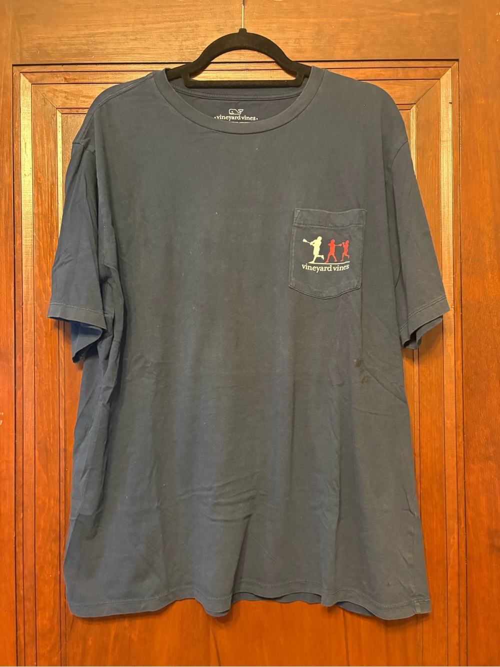 Vineyard Vines Navy Short-Sleeve Pocket Tee with Multi-Color Logo